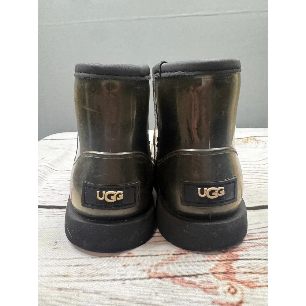 UGG Classic Clear Mini Waterproof Boots Black Translucent Kids Size 10‎ 1112386T